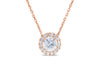 Round cut diamond halo necklace