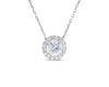 Round cut diamond halo necklace