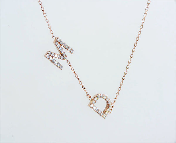 Double Initial Diamond Necklace