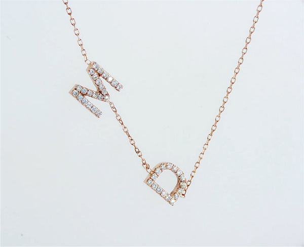 Double Initial Diamond Necklace