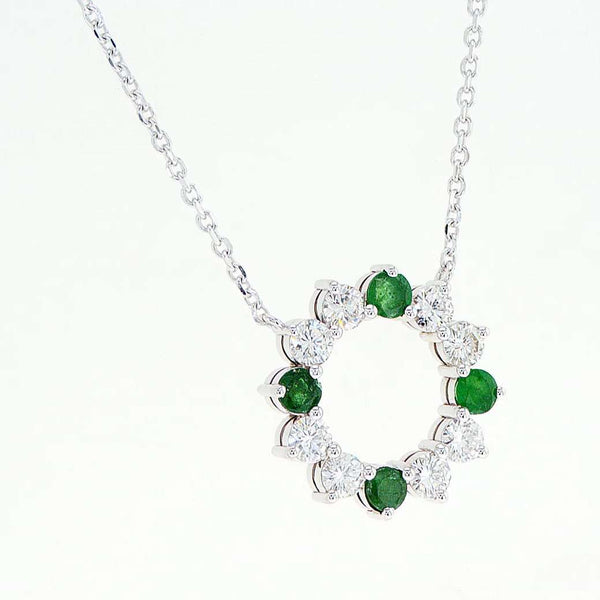 Diamond & Green Emerald Necklace