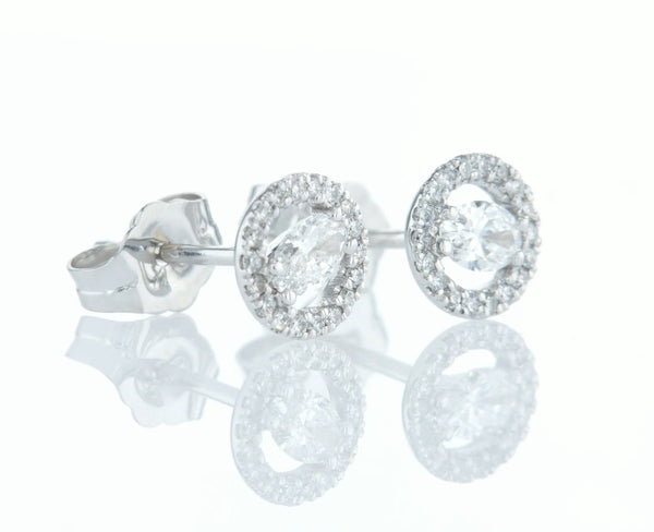 Oval with diamond halo earrings