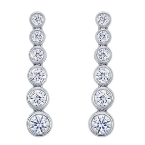 Long Round Cut Diamond Earrings