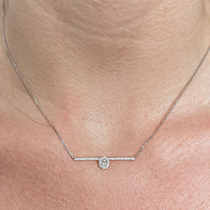 Oval Diamond Line Necklace