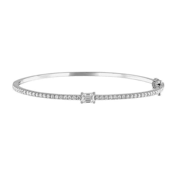 Diamond Bangle with a Center Stone