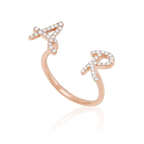 Double Initial Diamond Ring