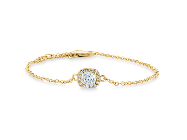 Cushion cut with a diamond halo bracelet