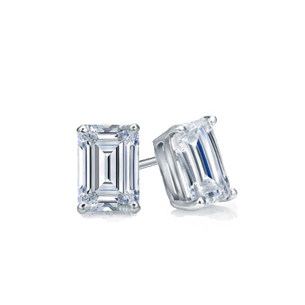 Emerald cut Solitaire Studs