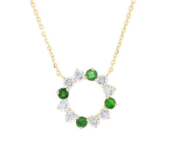 Diamond & Green Emerald Necklace