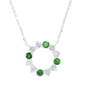 Diamond & Green Emerald Necklace