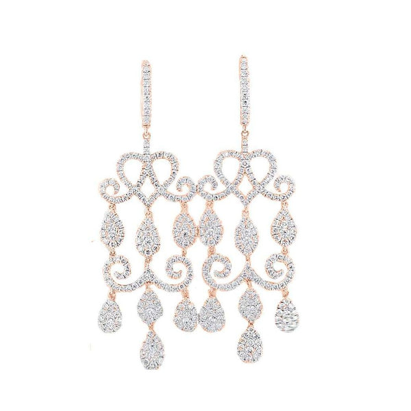 Floating drop and lace diamond earrings