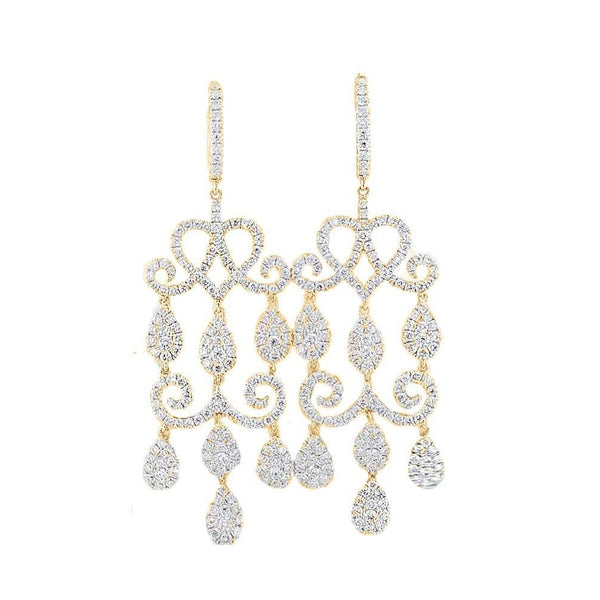 Floating drop and lace diamond earrings