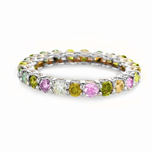 Rainbow Fancy color diamond Eternity Band